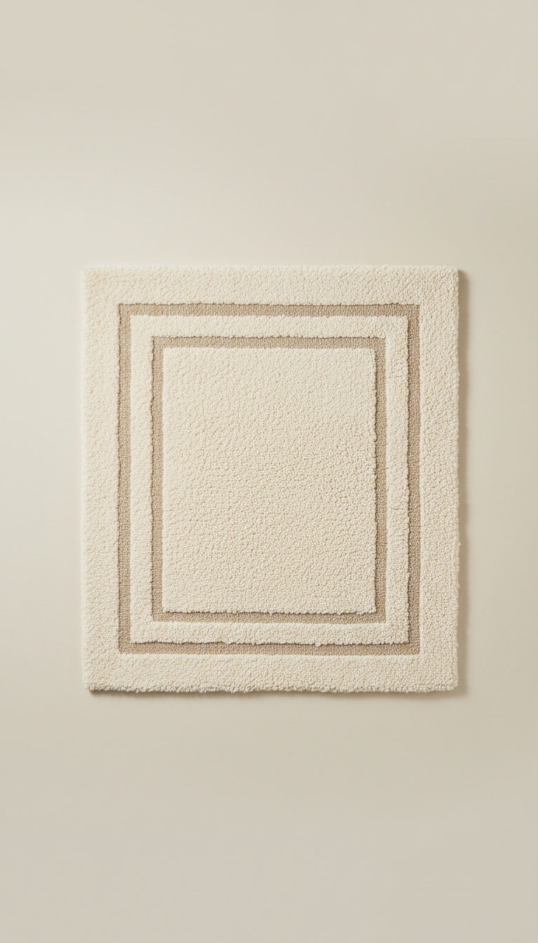 Plush Bath Mat with Understated Border