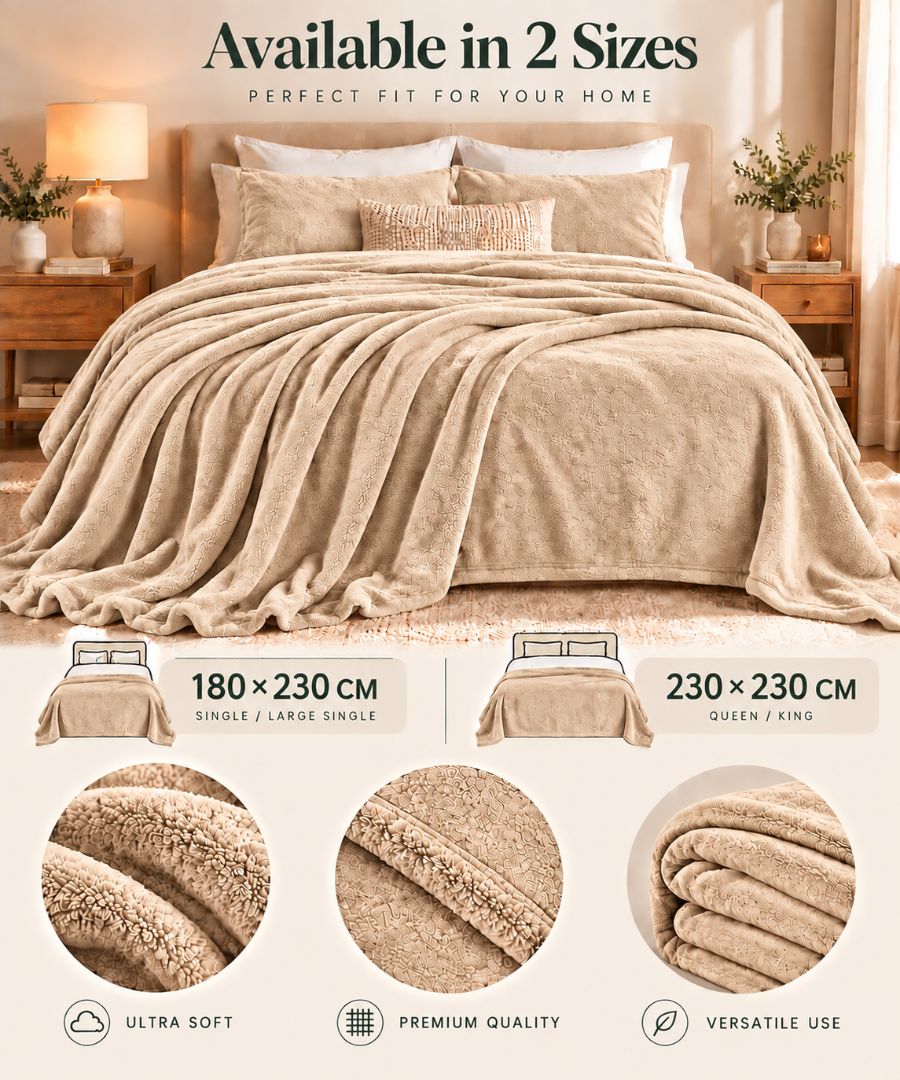 Hélène MOU Fluffy Sofa & Bed Blanket beige.