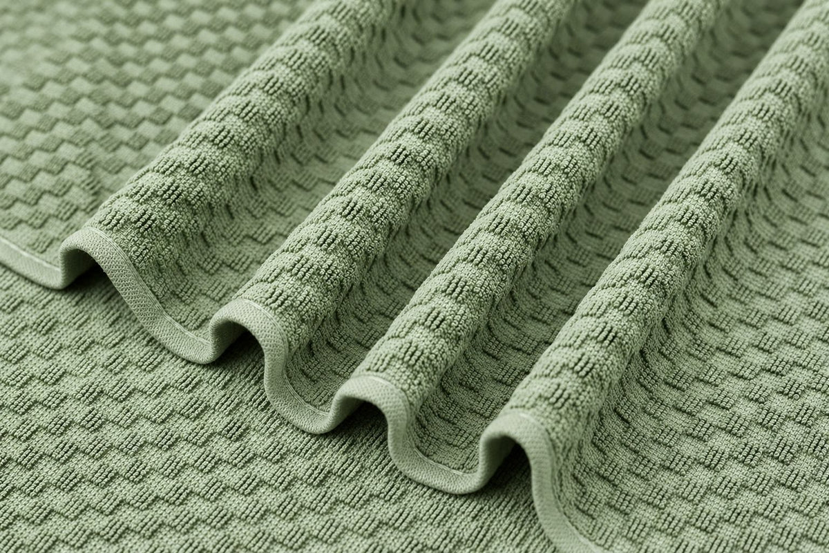 Terry Kitchen towels, 3 PCS PACK OF Kitchen Towels 100% Cotton,50x50 cm, Light Green.