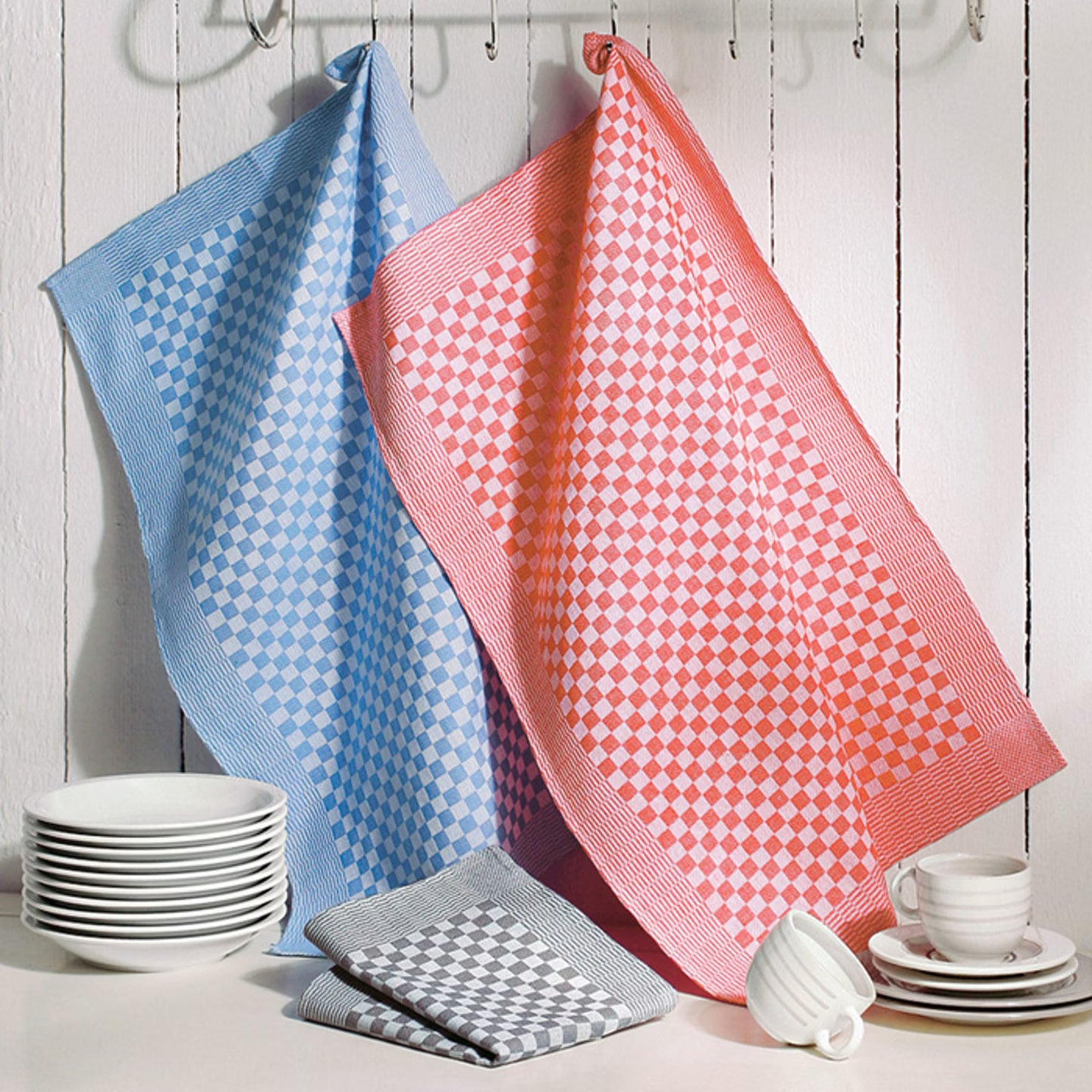 SET OF 3 PCS KITCHEN TOWELS , 100% COTTON , 50X70 CM (Red)