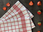 SET OF 3 PCS KITCHEN TOWELS , 100% COTTON , 50X70 CM (Red Lines)