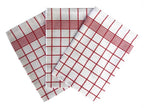 SET OF 3 PCS KITCHEN TOWELS , 100% COTTON , 50X70 CM (Red Lines)