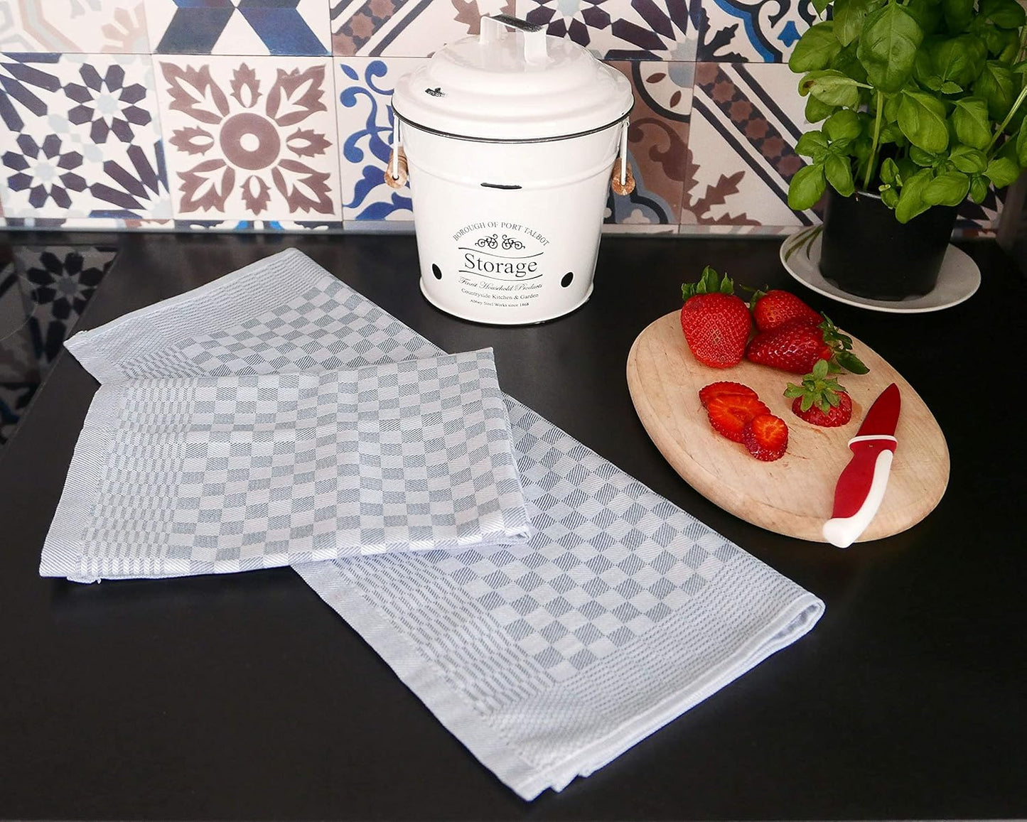 SET OF 3 PCS KITCHEN TOWELS , 100% COTTON , 50X70 CM