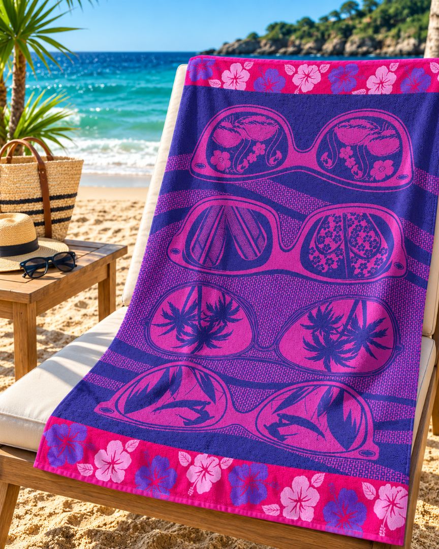 Velour Beach towel 100%cotton,100x180 cm.
