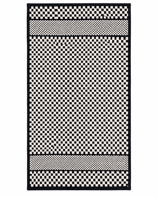 Premium Bath towel 50x90 cm , 100% cotton,Black&White Checkerd.