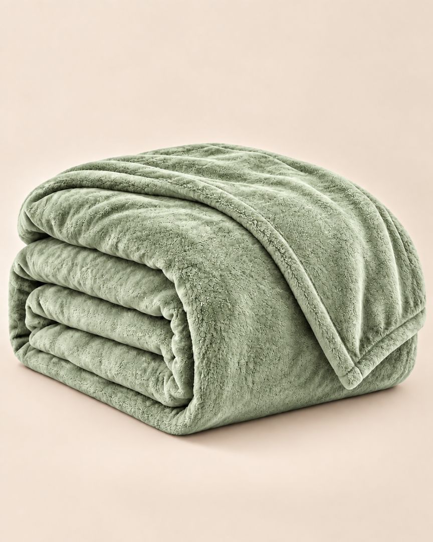 Hélène MOU Fluffy Sofa & Bed Blanket light green.