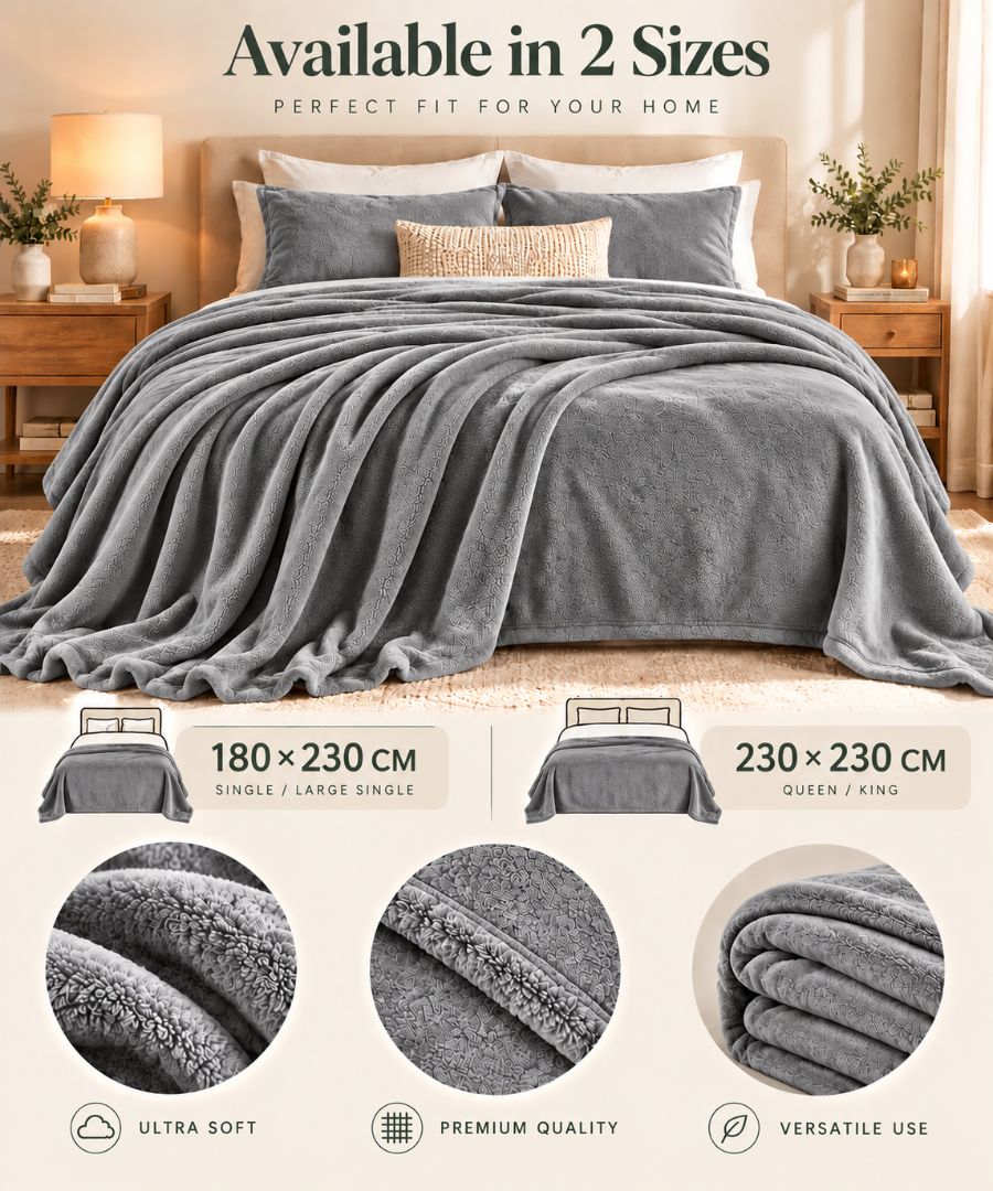 Hélène MOU Fluffy Sofa & Bed Blanket grey.