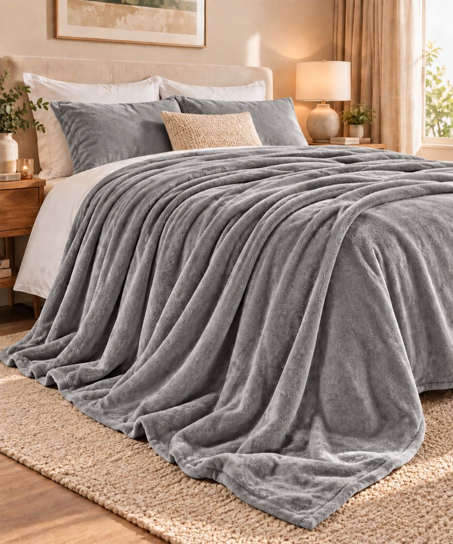 Hélène MOU Fluffy Sofa & Bed Blanket grey.