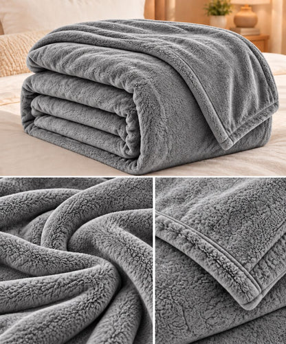 Hélène MOU Fluffy Sofa & Bed Blanket grey.