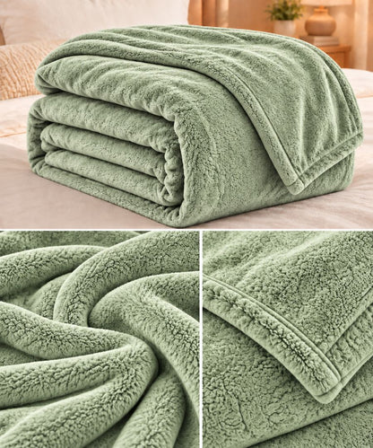 Hélène MOU Fluffy Sofa & Bed Blanket light green.