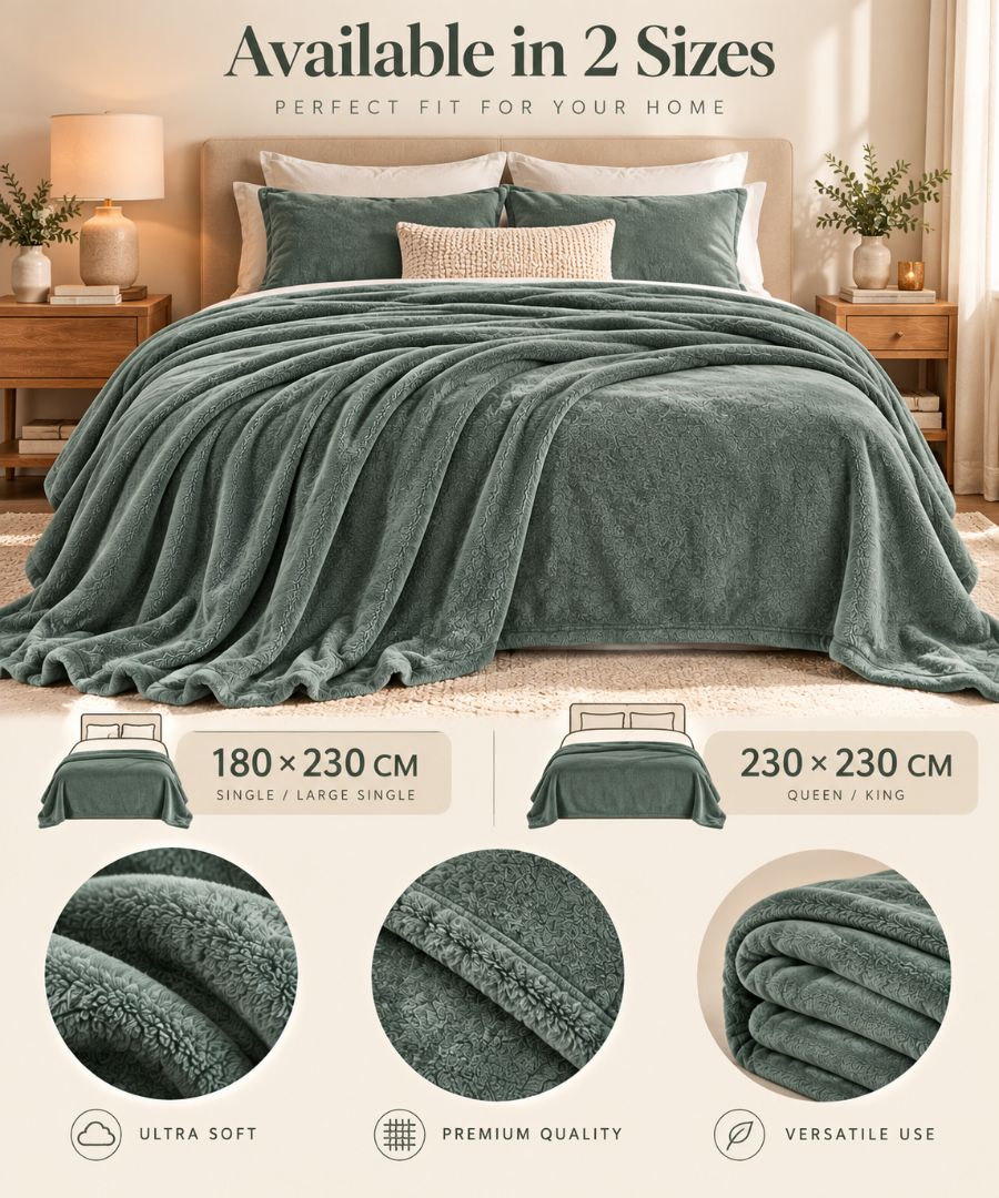 Hélène MOU Fluffy Sofa & Bed Blanket sage green.