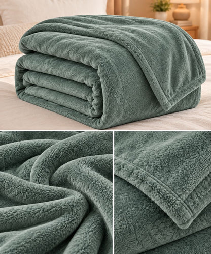 Hélène MOU Fluffy Sofa & Bed Blanket sage green.