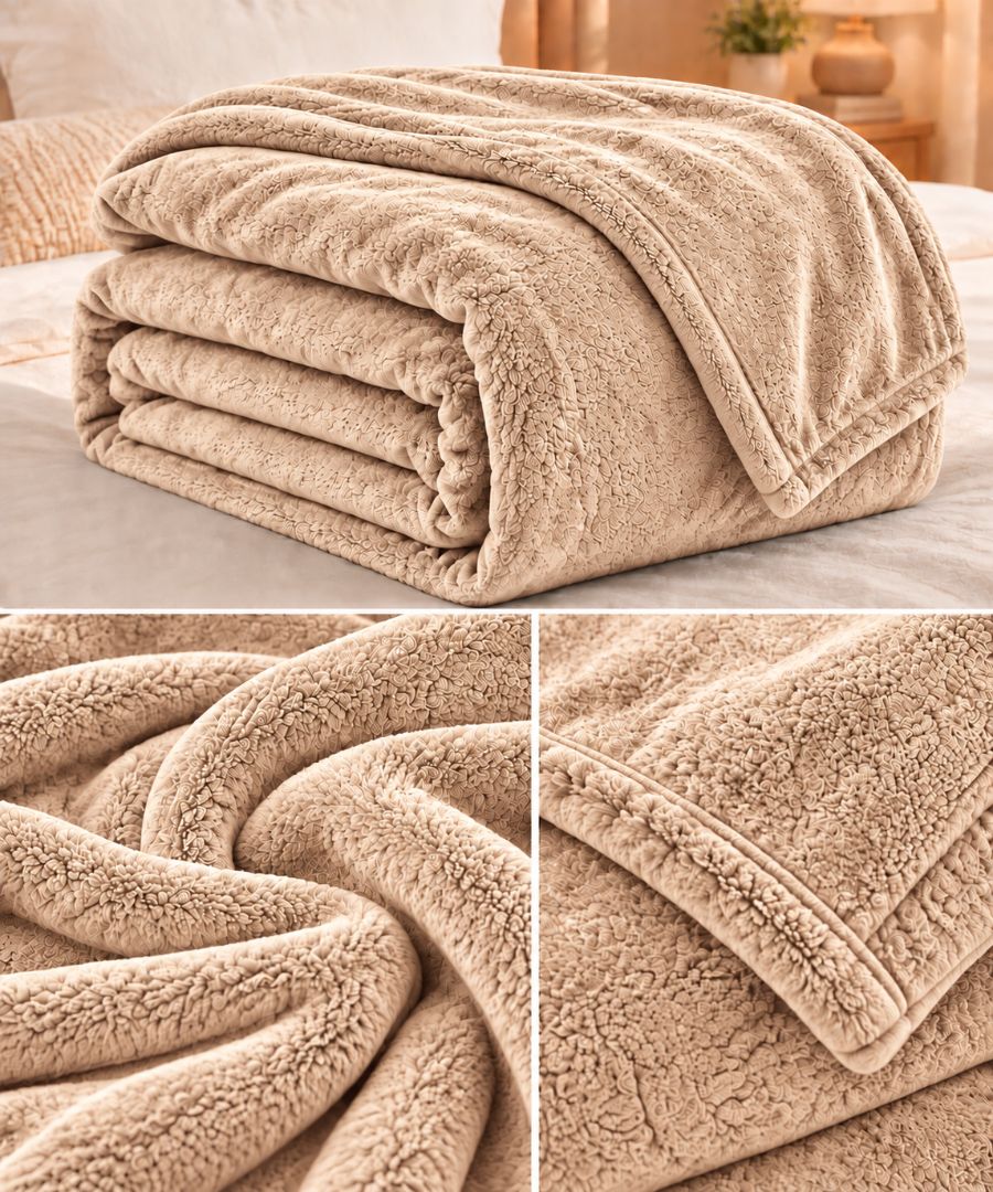 Hélène MOU Fluffy Sofa & Bed Blanket beige.
