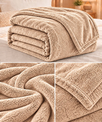 Hélène MOU Fluffy Sofa & Bed Blanket beige.