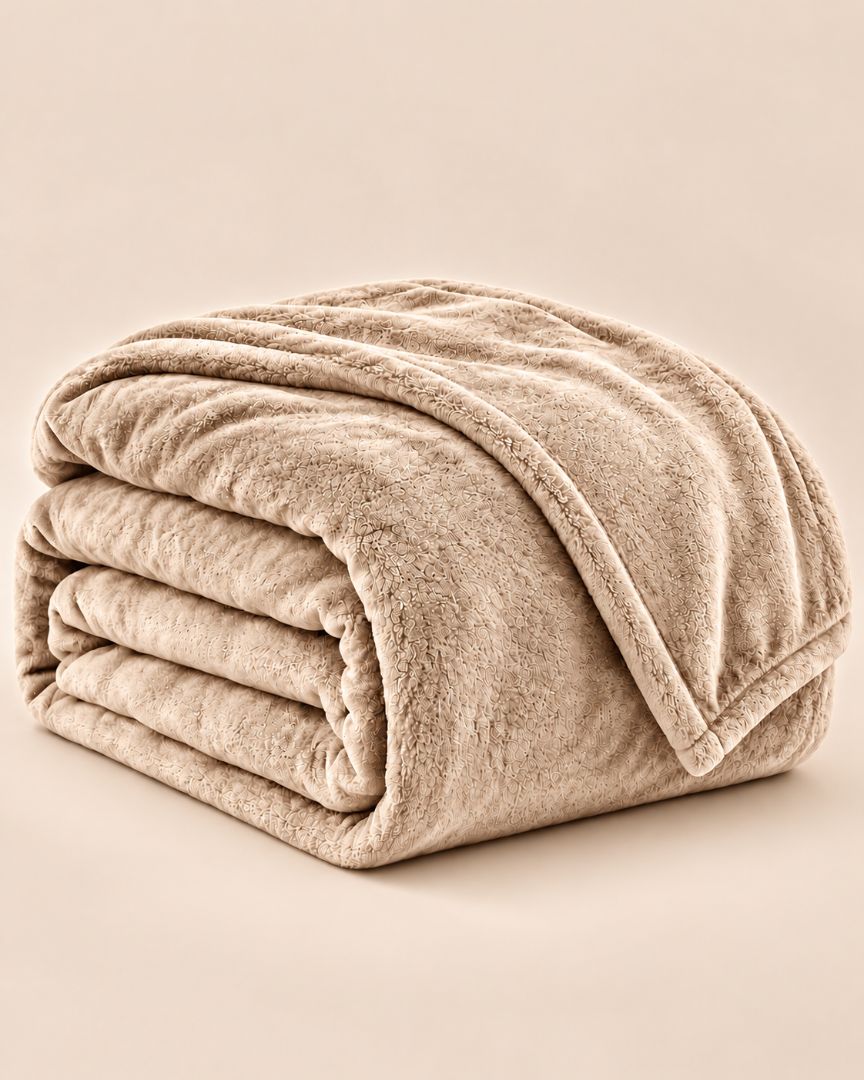 Hélène MOU Fluffy Sofa & Bed Blanket beige.