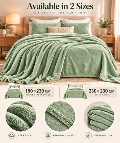 Hélène MOU Fluffy Sofa & Bed Blanket light green.