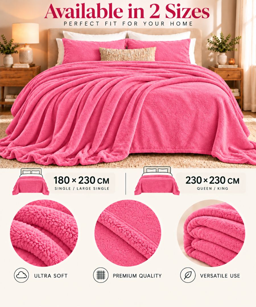 Hélène MOU Fluffy Sofa & Bed Blanket Rose.