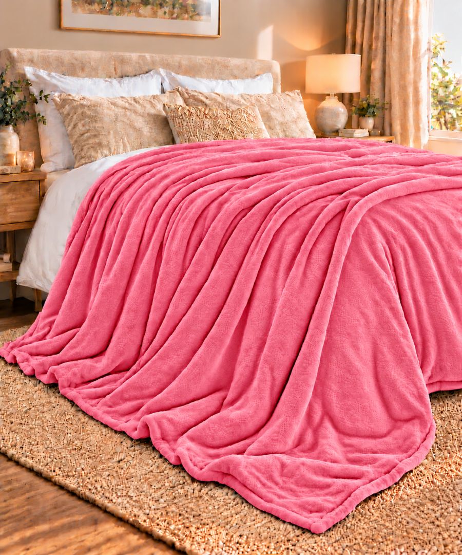 Hélène MOU Fluffy Sofa & Bed Blanket Rose.