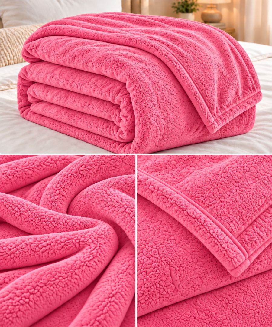 Hélène MOU Fluffy Sofa & Bed Blanket Rose.