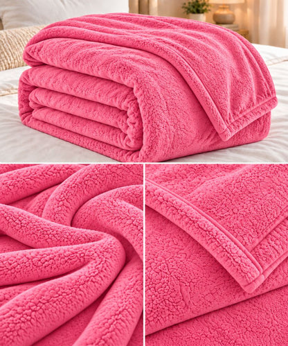 Hélène MOU Fluffy Sofa & Bed Blanket Rose.