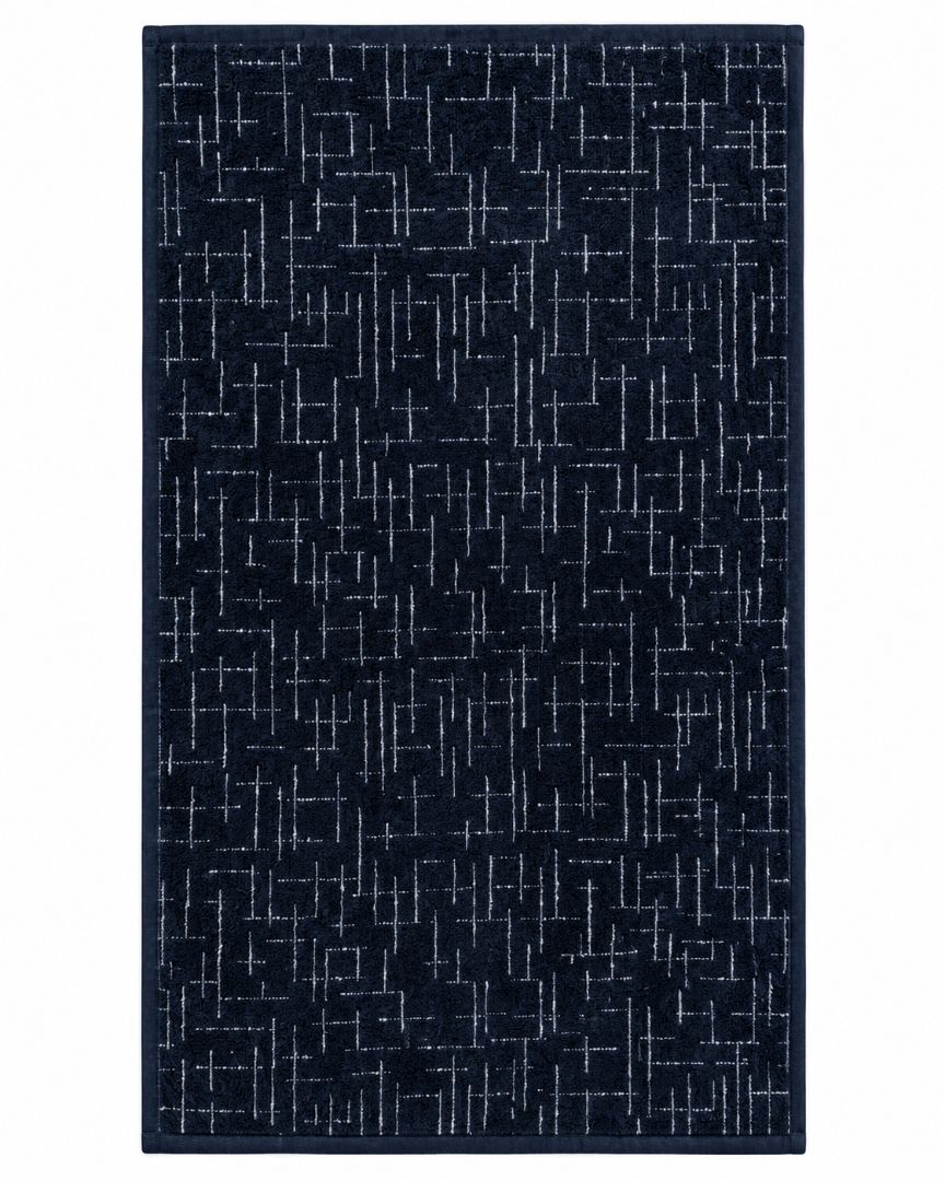 Premium Bath towel 50x90 cm , 100% cotton,Navy Blue Geometric Grid.