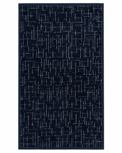 Premium Bath towel 50x90 cm , 100% cotton,Navy Blue Geometric Grid.
