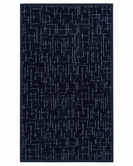 Premium Bath towel 50x90 cm , 100% cotton,Navy Blue Geometric Grid.
