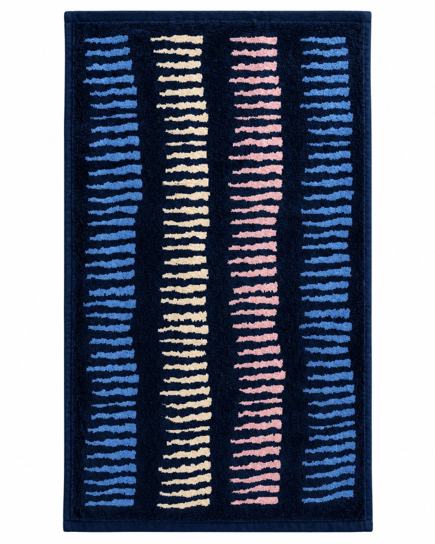 Premium Bath towel 50x90 cm , 100% cotton,Navy Wavy Stripe.