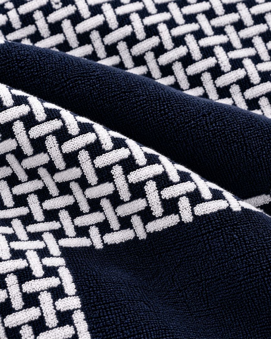 Premium Bath towel 90x170cm , 100% cotton,Navy&White Woven .