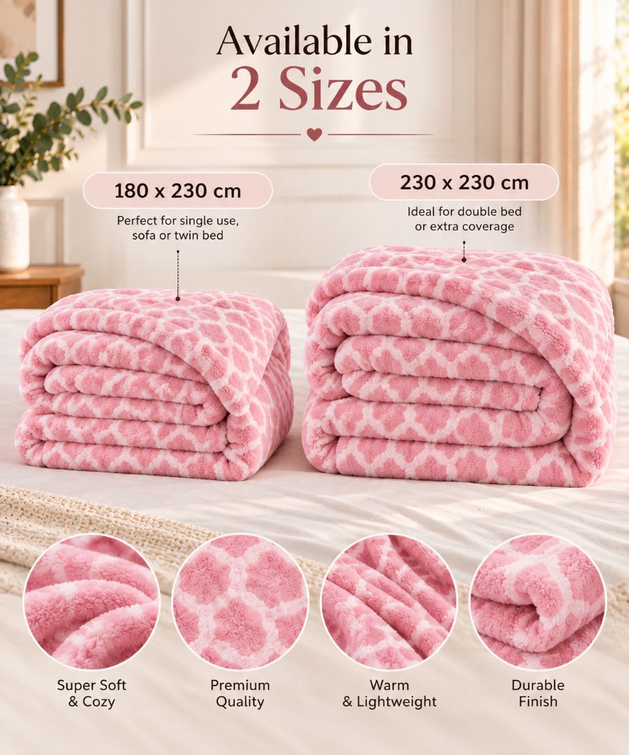 Hélène MOU Fluffy Sofa & Bed Blanket Pink Giraffe Blanket.