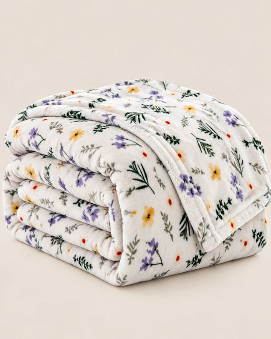 Hélène MOU Fluffy Sofa & Bed Blanket Floral Meadow.