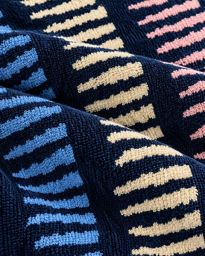 Premium Bath towel 50x90 cm , 100% cotton,Navy Wavy Stripe.