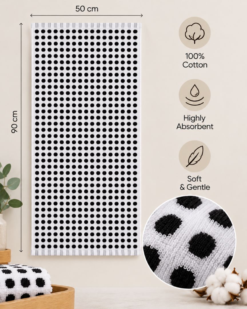 Premium Bath towel 50x90 cm , 100% cotton,Polka Dot towel.