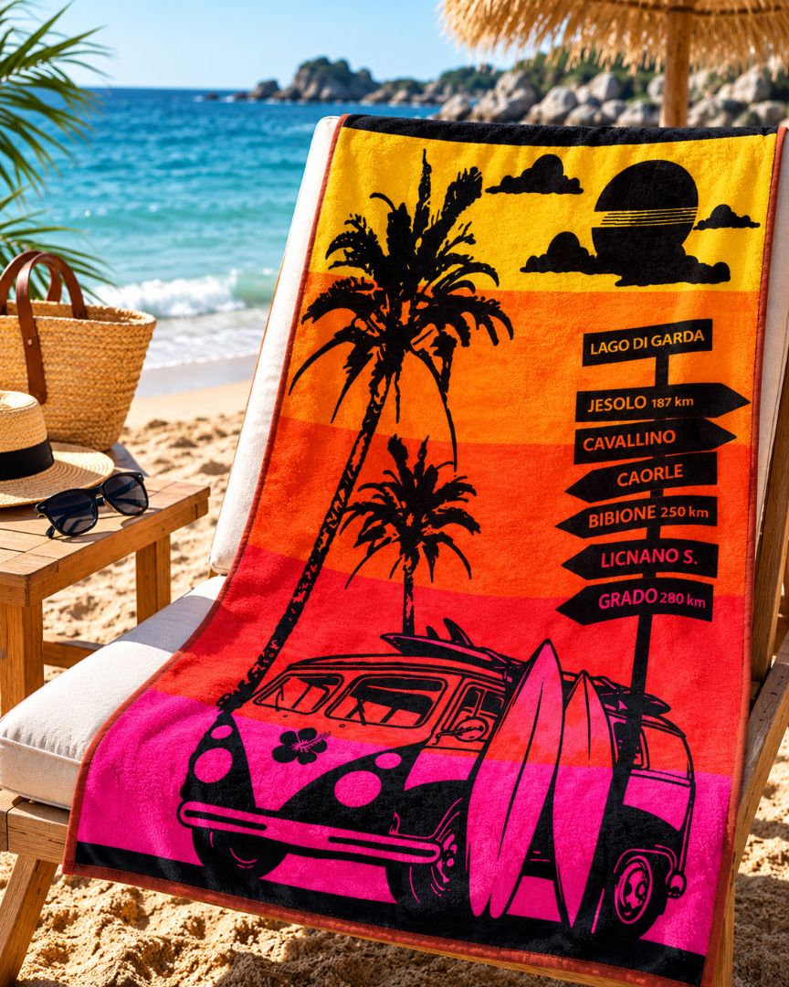 Velour Beach towel 100%cotton,90x170 cm.