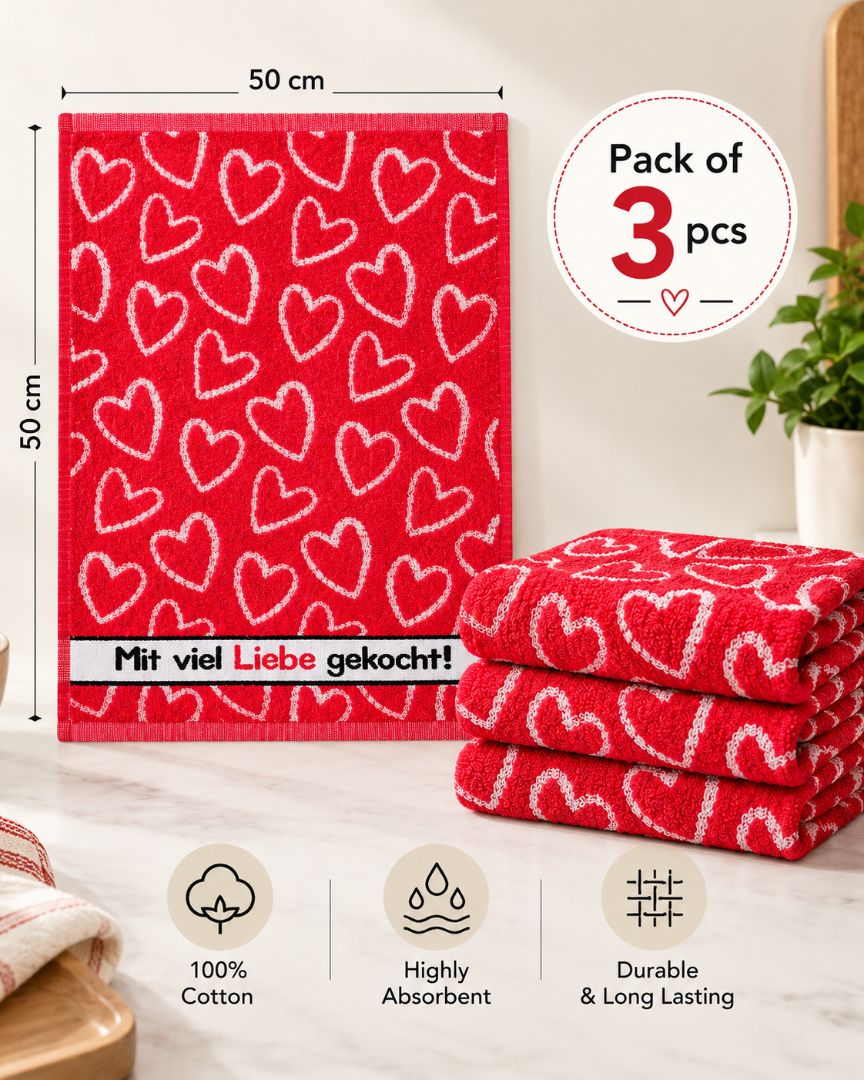 Terry Kitchen towels, 3 PCS PACK OF Kitchen Towels 100% Cotton,50x50 cm