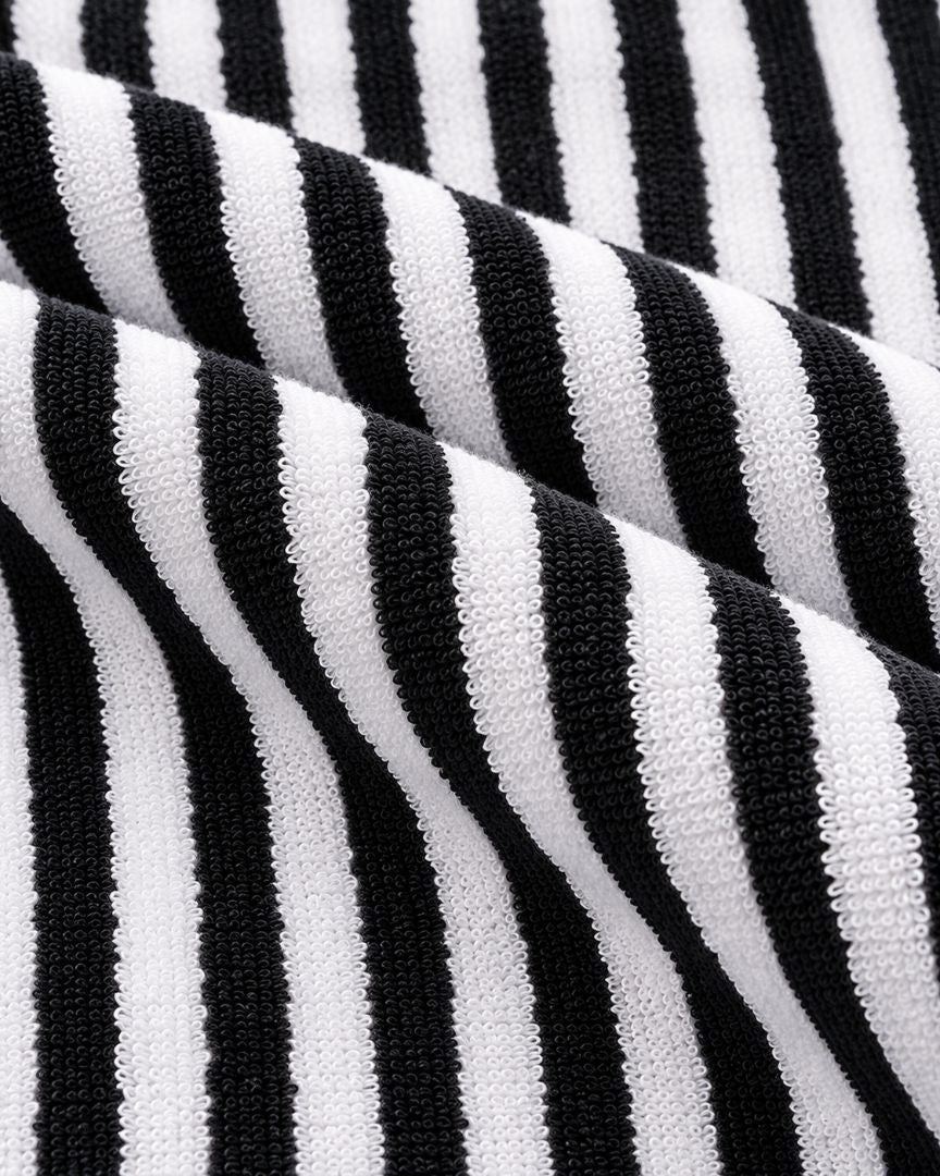 Premium Bath towel 50x90 cm , 100% cotton,Black&White Striped.