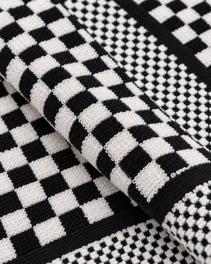 Premium Bath towel 50x90 cm , 100% cotton,Black&White Checkerd.
