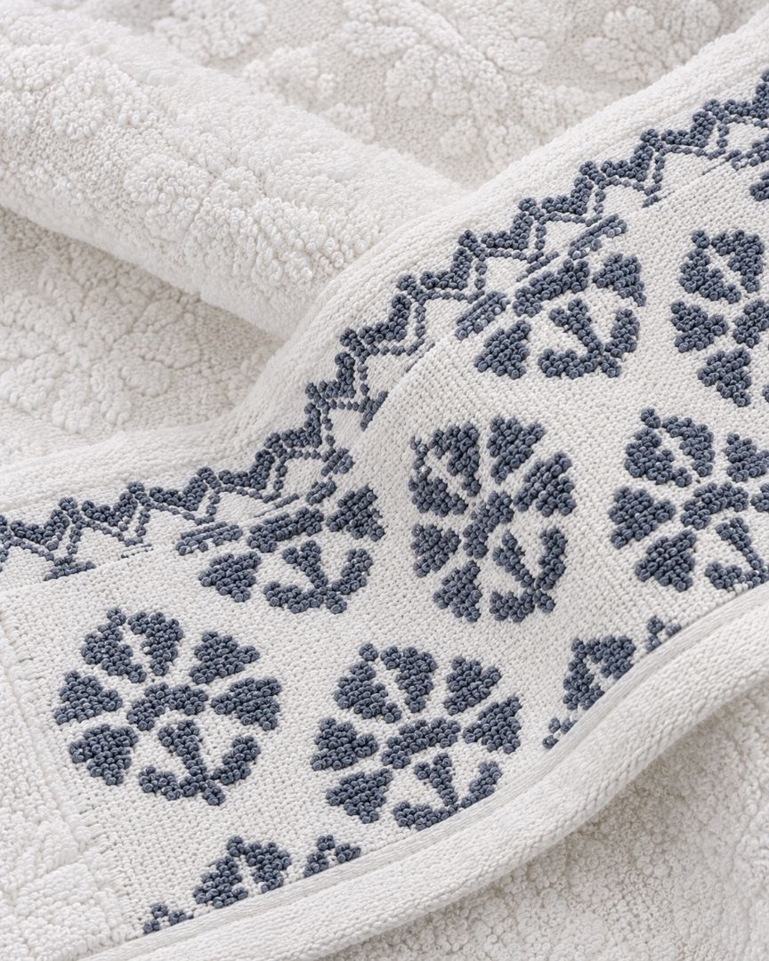 Premium Bath towel 50x90 cm , 100% cotton,Floral Borders.