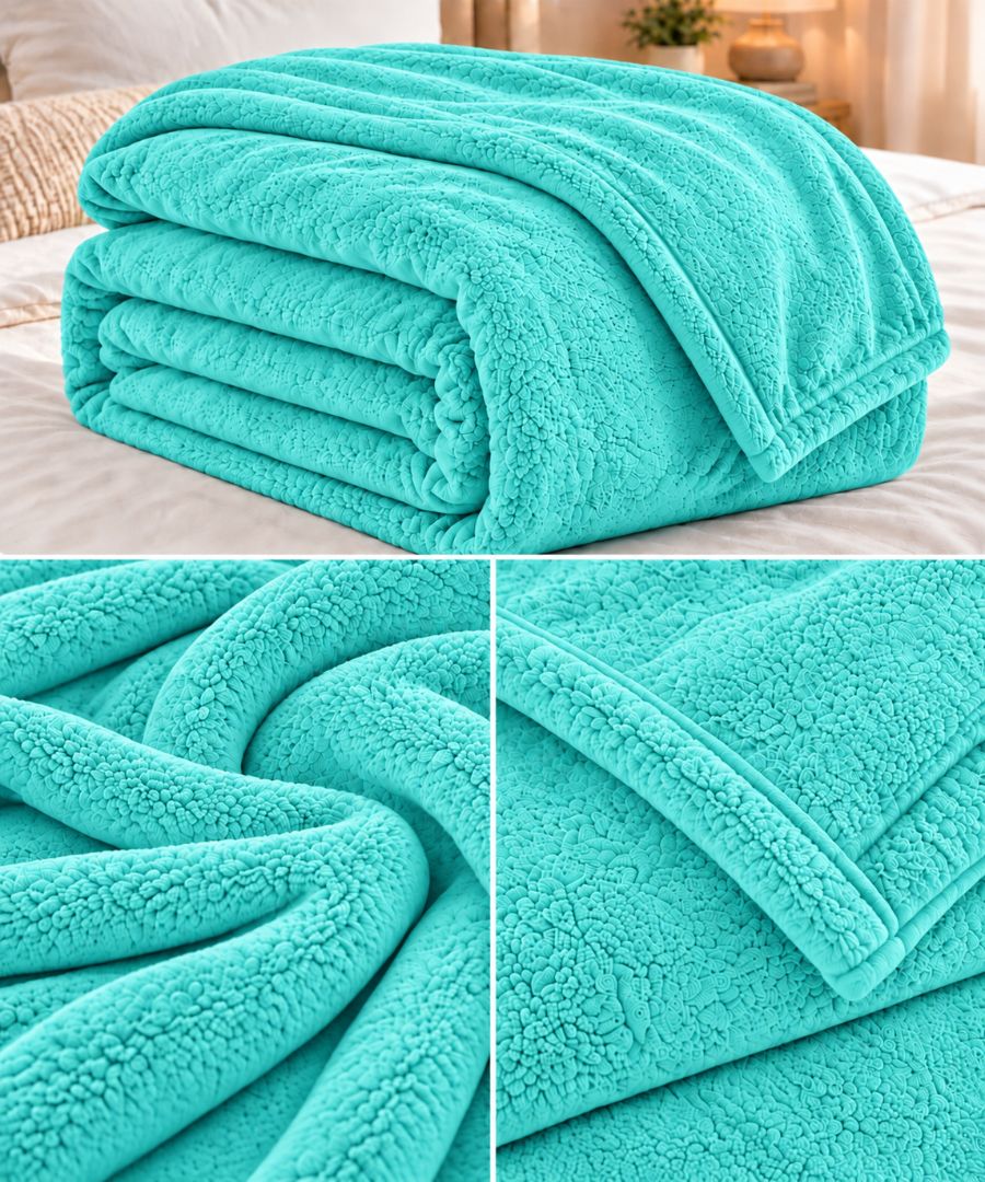 Hélène MOU Fluffy Sofa & Bed Blanket Turquoise.