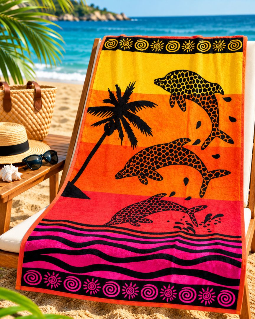 Velour Beach towel 100%cotton,90x170 cm.