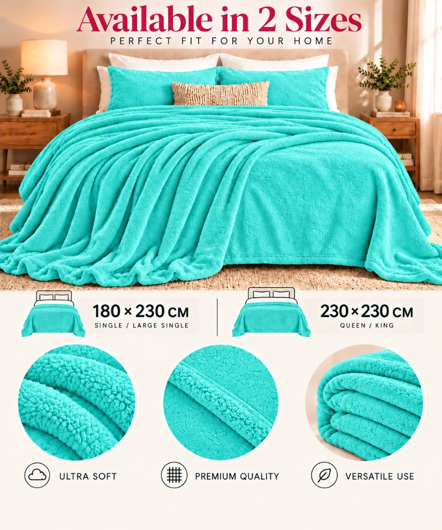 Hélène MOU Fluffy Sofa & Bed Blanket Turquoise.