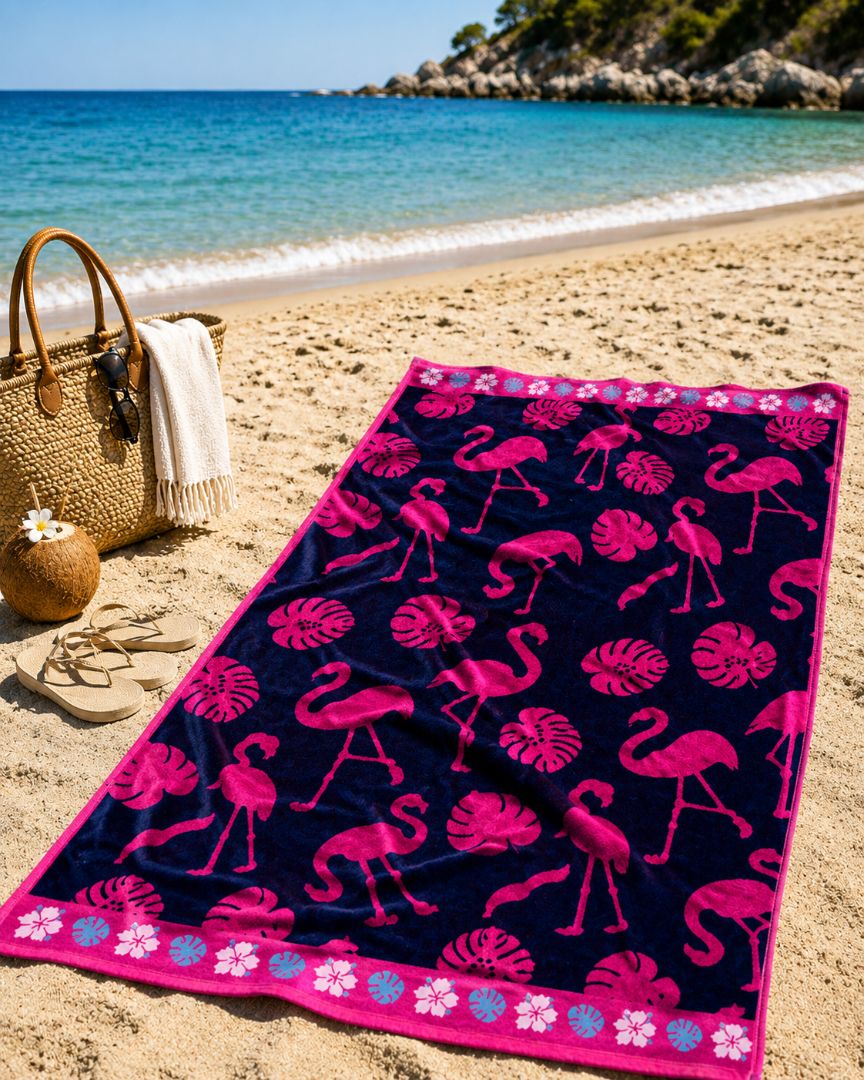 Velour Beach towel 100%cotton,90x170 cm