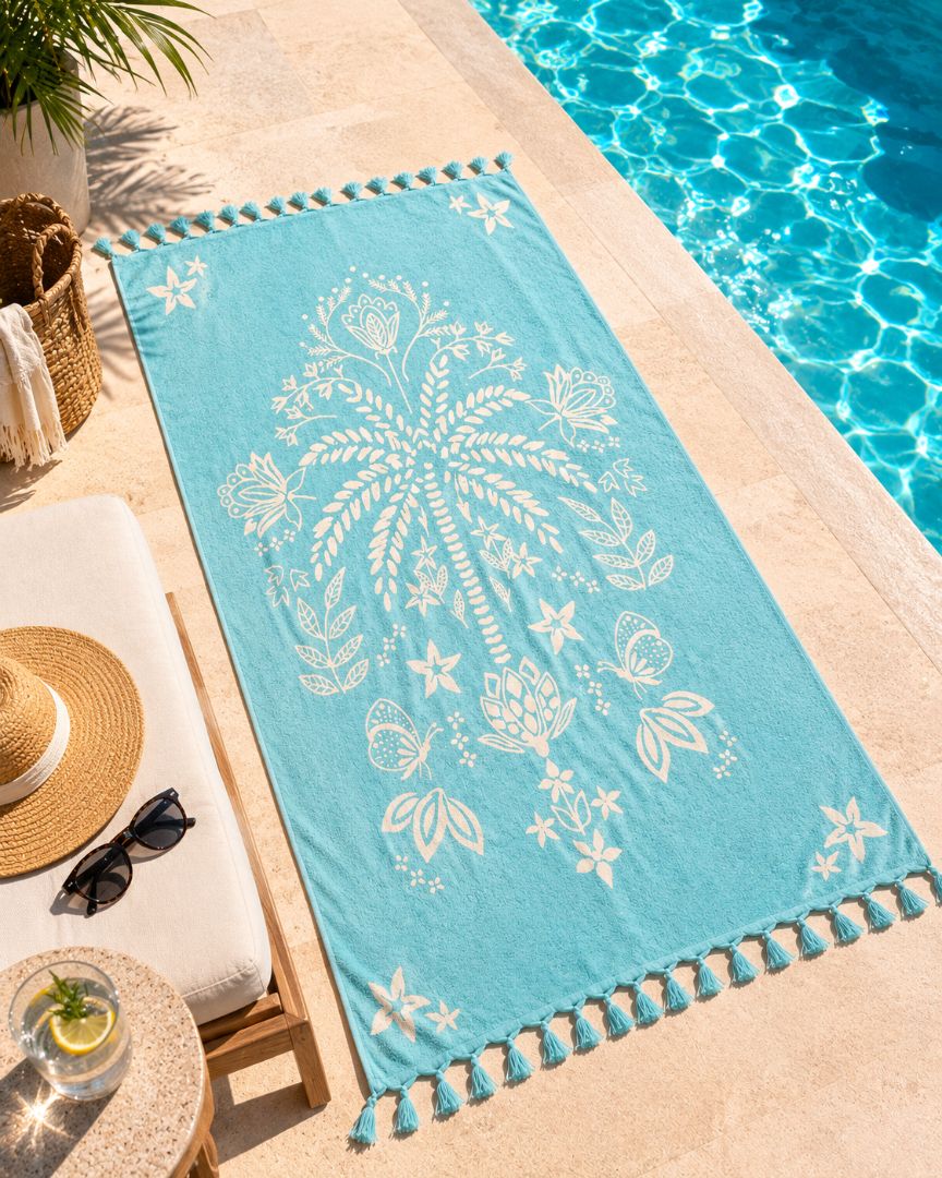 Velour Beach towel 100%cotton,90x170 cm.