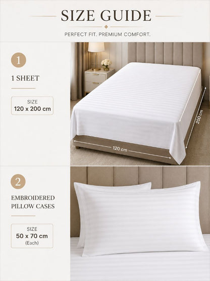 Premium Quality Fitted Sheet and Pillowcase Set of 3 Pcs size 2 pillow cases size 50x70 cm , 120x200 cm.