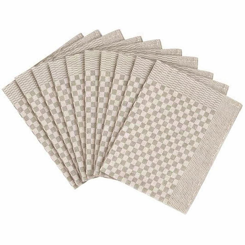 طقم من 3 قطع من مناشف المطبخ، قطن 100%، 50 × 70 سم (بيج)