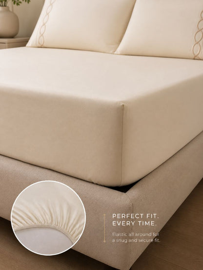 Premium Quality Fitted Sheet and Embroidered Pillowcase Set of 3 Pcs size 2 pillow cases size 50x70 cm , 120x200 cm.