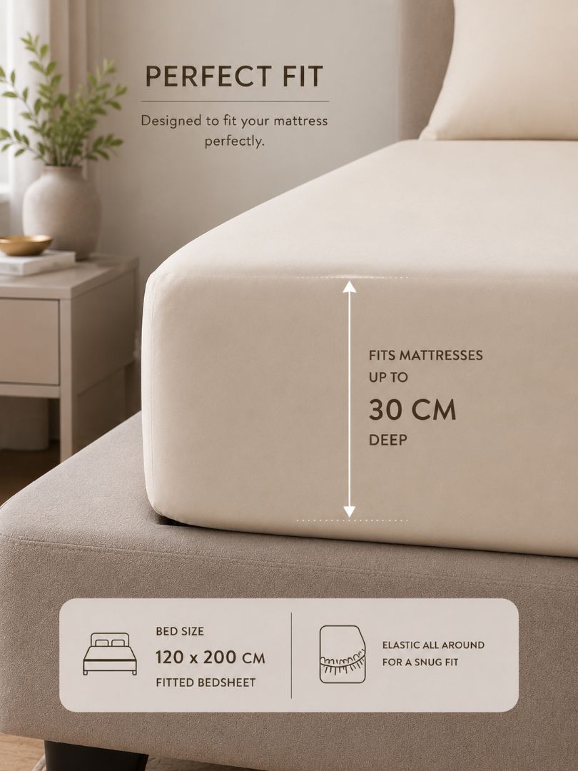 Premium Quality Fitted Sheet and Embroidered Pillowcase Set of 3 Pcs size 2 pillow cases size 50x70 cm , 120x200 cm.