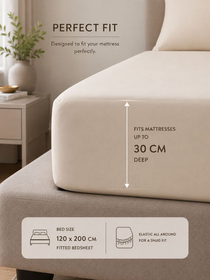 Premium Quality Fitted Sheet and Embroidered Pillowcase Set of 3 Pcs size 2 pillow cases size 50x70 cm , 120x200 cm.