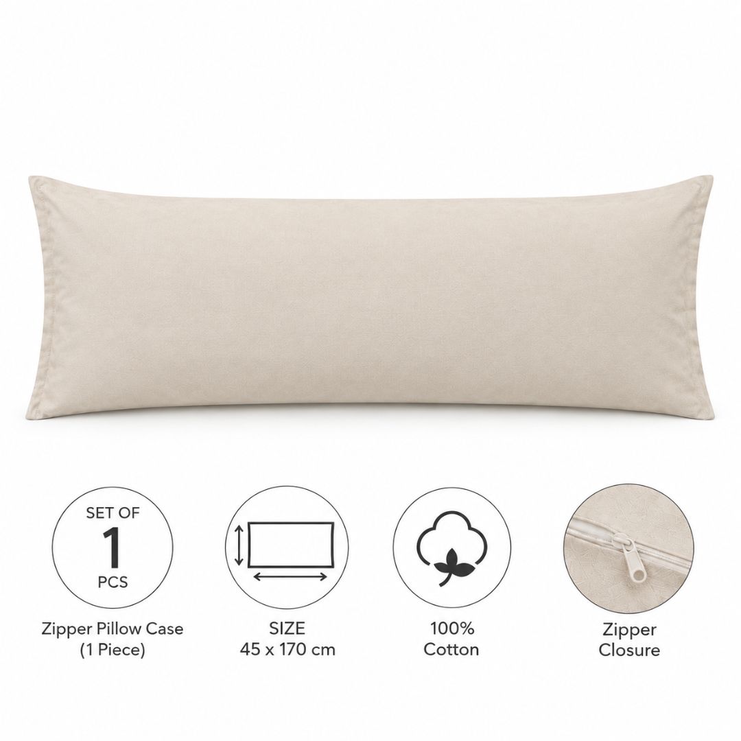 Set of 1 Zipper Pillowcases – 100% Cotton – 45×170 cm.