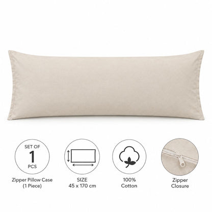 Set of 1 Zipper Pillowcases – 100% Cotton – 45×170 cm.